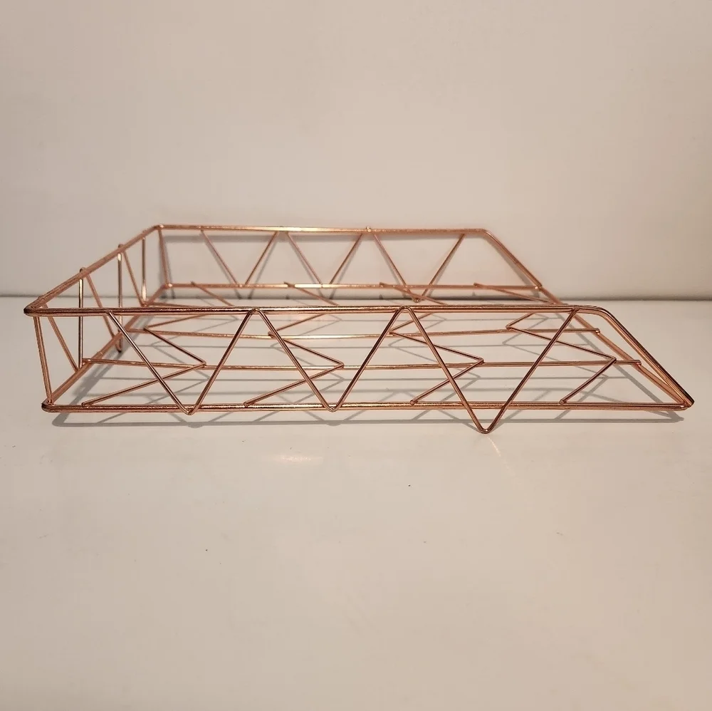Unbranded Rose Gold Wire File Tray Organizer
